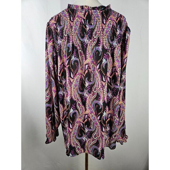 Rose + Olive Size XL Purple Paisley Blouse Top Long Sleeve Top Boho - Picture 4 of 11